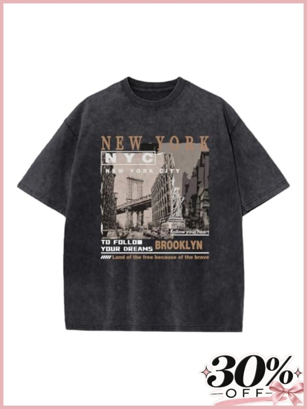 Oversized Graphic Men's Vintage Acid Wash T-Shirt Baggy Cotton Tee Streetwear